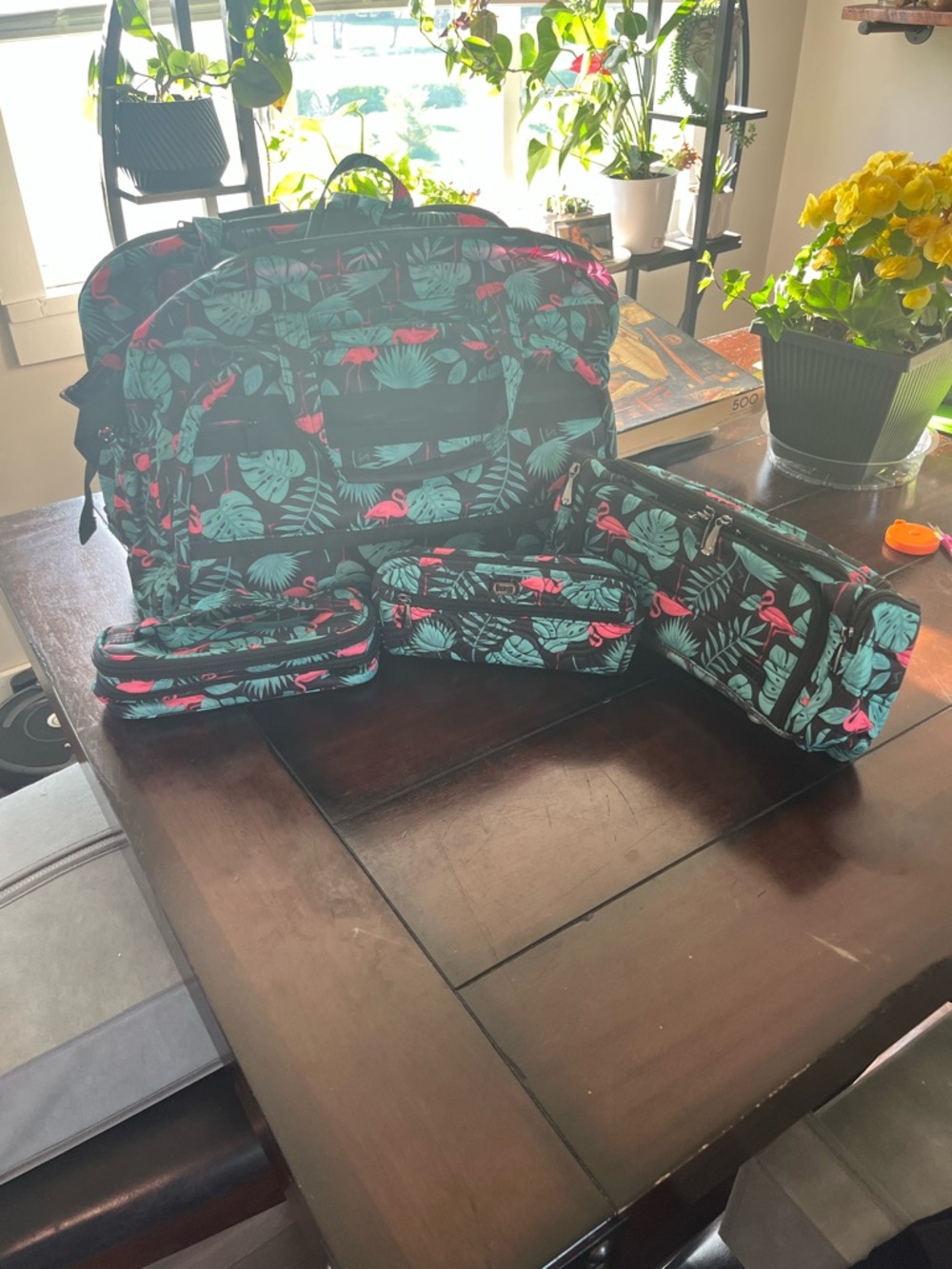lug Tropical Flamingo Crossbody Set - Black, Teal & Pink - Picture 3 of 5